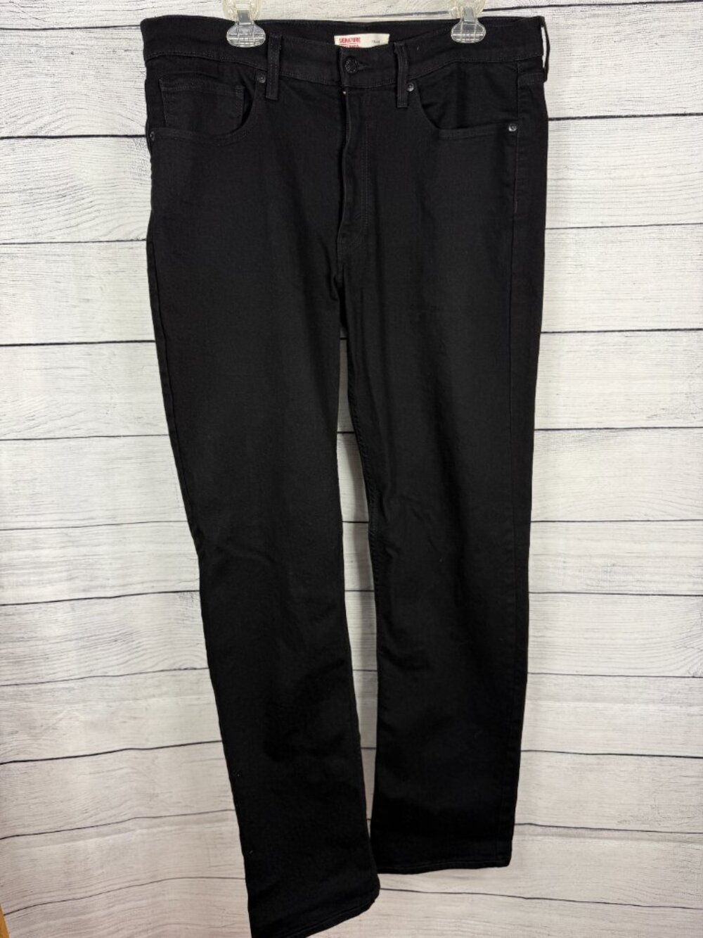 Signature Levi Straight Black Jeans Size 36x34